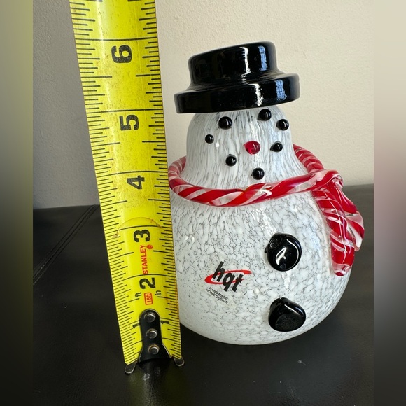 Hqt Handblown Art Glass Snowman with black hat - Picture 2 of 8